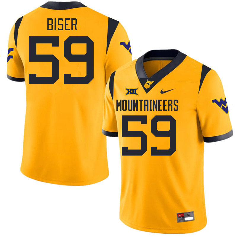 Men #59 Jackson Biser West Virginia Mountaineers College 2024 New Uniforms Football Jerseys Stitched